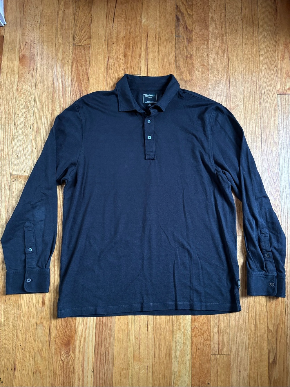 Todd Snyder Black Pique Long-Sleeve Polo XL
